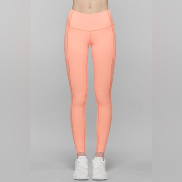 Titika Women’s Compress Mesh Leggings Cropped Orange Peach High Rise Waist XS - Picture 12 of 14